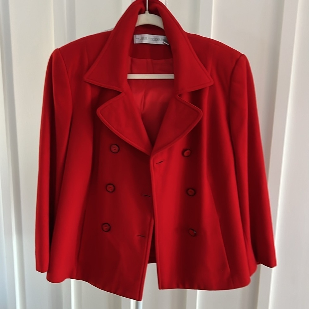 Red wool blend VALERIE STEVENS jacket - Picture 1 of 10